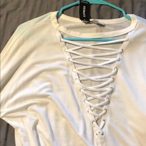 Express long sleeve lace up shirt